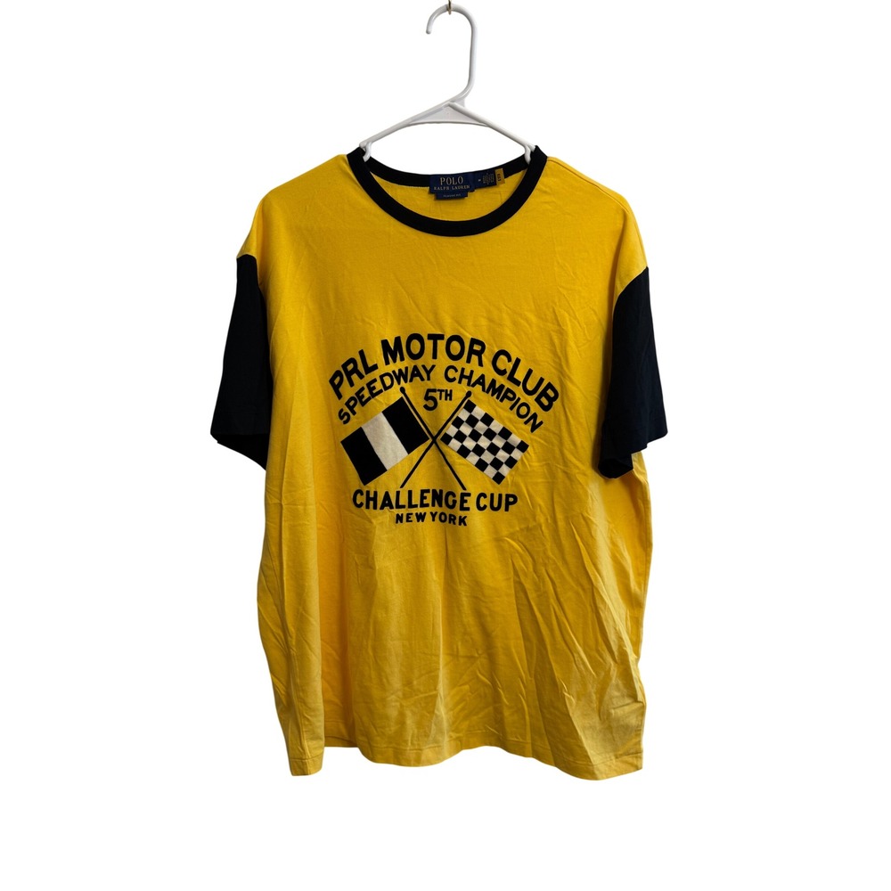 Polo Ralph Lauren Men's Yellow Black PRL Motor Club Speedway Ringer T-Shirt M